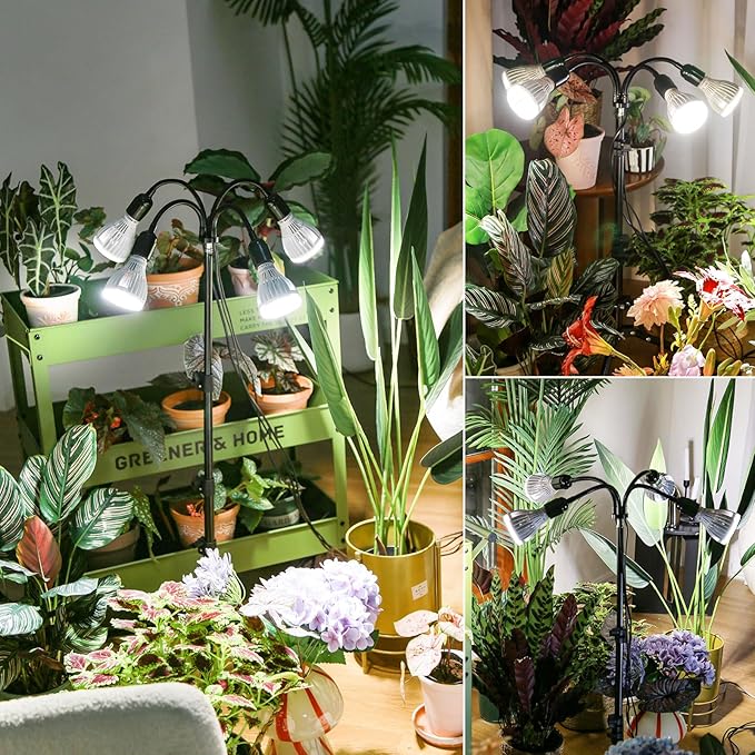 SANSI Upgraded 120W Grow Light with Adjustable Tripod Stand 5000K 660nm Full Spectrum 900W Equiv. LED Floor Plant Light for Indoor Plants Grow Lamp with Replaceable Bulbs for High PPFD Growing
