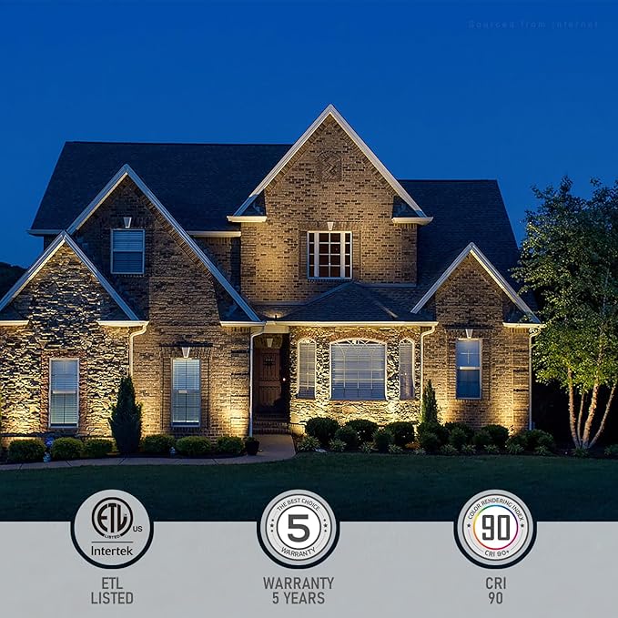 LEONLITE 8-Pack 12W/7.3W/3.7W Dimmable 5CCT LED Low Voltage Landscape Lights Wall Wash Landscape Lighting Outdoor 12V Landscape Spotlight ETL Aluminum IP65 Waterproof