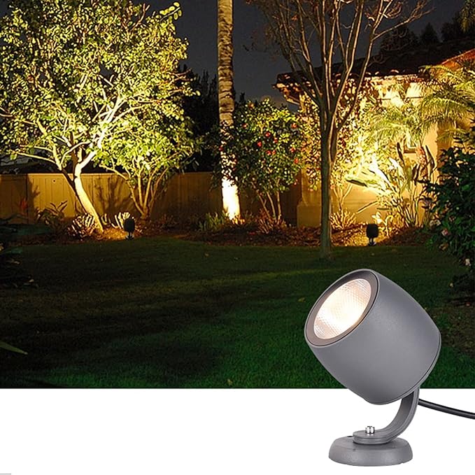 Outdoor Spotlight Rotatable LED Landscape Light Decorative Lights IP65 Waterproof for Doorways Garden Garages Lawn(White20W-DC12V)