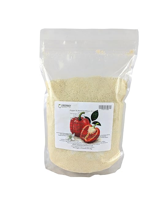 Greenway Biotech Inc. Pepper &amp Herb Fertilizer 11-11-40 Powder - Water Soluble with Chelated Micronutrients for Hot &amp Bell Peppers Basil - Hotter Peppers Aromatic Herbs - Hydroponics &amp So