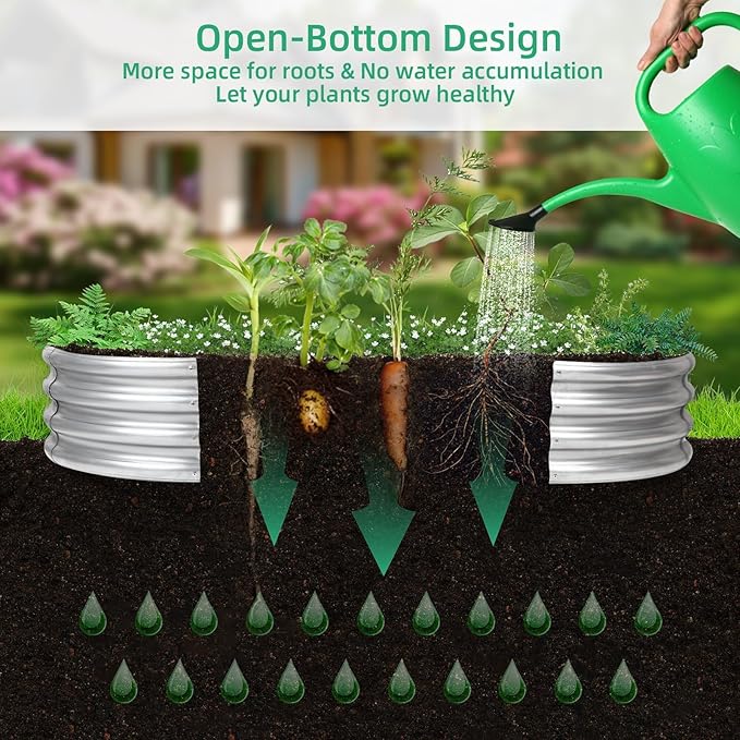 2 pcs 4×2×1 ft Raised Garden Bed for Outdoor Easy Assembly Galvanized Planter Box for Vegetables Flowers &amp Herbs