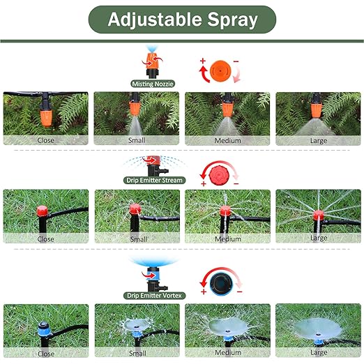 230FT Drip Irrigation System Kit Quick-Connect Automatic Garden Watering Misting System for Greenhouse Flower Beds Yard Lawn Patio Plant with 1/2 Inch Hose 1/4 Inch Distribution Tubing and Accessories