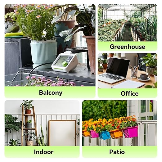 RAINPOINT Large Display Automatic Plant Waterer Indoor for Pot PlantsCycle &amp Soak Mode Vacation Self Watering Drip Irrigation System Device Kit Office Patio Greenhouse Grow Tent Water 10-15 Plant