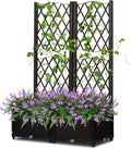 Wicker Raised Garden Bed with TrellisOutdoor Raised Bed Free-Standing Trellis Planter Box for Vine Climbing Plants and Flowers in Garden Patio Balcony