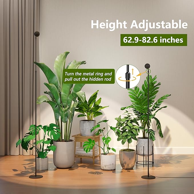 Standing Grow Light with Timer 4/8/12H 20W Full Spectrum Vertical Grow Lights for Indoor Plant Growing Wide Coverage 5.24FT to 6.88FT Height Adjustable Ideal for Large Tall Plants