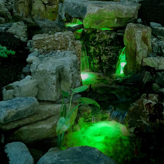 9W LED Underwater Lights Low Voltage 12V AC/DC Architectual Grade Light Fixture Stainless Steel with Green Lighting Suitable for Pond Fountain Landscape Lighting Projects