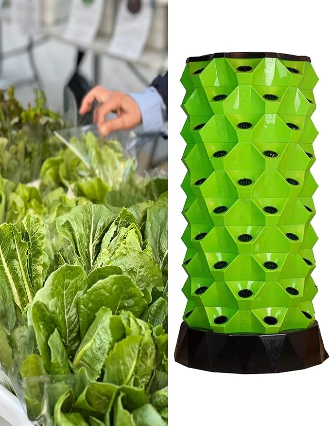 Hydroponics Growing SystemHydroponics Growing Sys Kit Hydroponics Tower with 48/64/80 Growing Points Vertical Hydroponic Tower Garden for Vegetables StrawberriesGreen-48holes