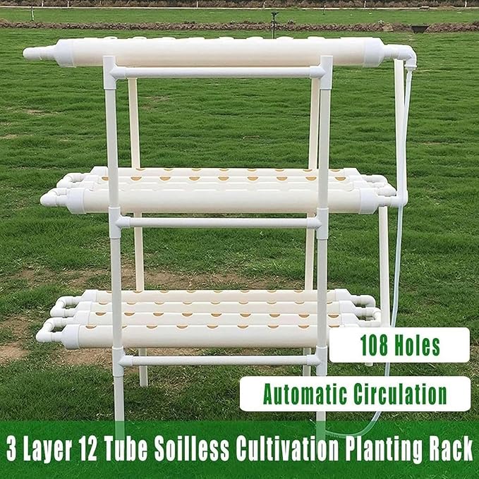 Hydroponics Growing System Hydroponics Growing System Tower PVC Pipe 108 Holes for Planting Vegetables Indoor Garden System Tall Hydroponics System Outdoor
