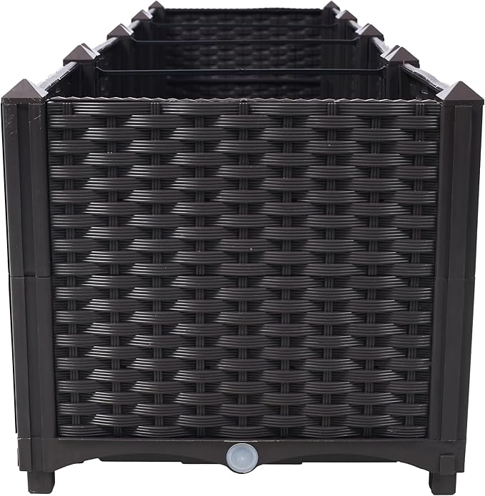 LIFE SKY Self-Watering Raised Garden Bed Planter Box: 63 L Plastic Plant Container with Modular Design - Urban Balcony Growing Solution for Vegetables Herbs &amp Flowers