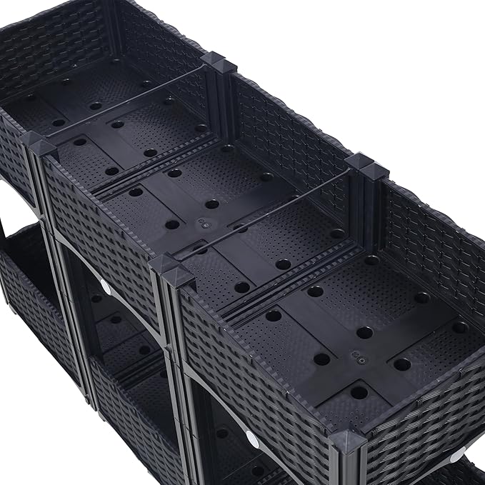 Planter Raised Beds - Elevated Planter Garden Box with Drainage Plug Raised Garden Beds for Vegetable/Flower/Herb Outdoor Standing Planter Beds Gardening Kit 47.2x15.7x27.7 (Black)
