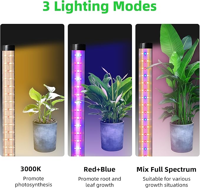 Standing Grow Light for Indoor Plants with Timer42W Full Spectrum Vertical Grow Lights for Indoor Plants4FT T8 243LED Plant Lights for Indoor Growing with On/Off Timer Function 2 Pack