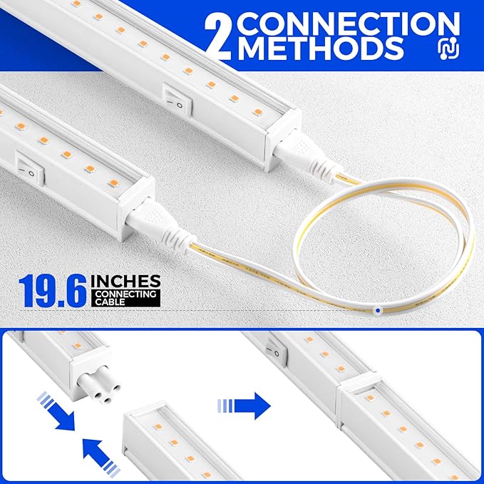 Barrina Grow Lights for Indoor Plants Full Spectrum Sunlight 2ft 40W (4 x 10W 250W Equivalent) LED Grow Light Bulbs T5 Grow Lights Plug and Play Pinkish White 4-Pack