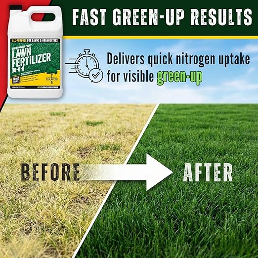 Ike's Lawn Booster Prime 30-0-0 Liquid Fertilizer - High-Nitrogen 60% Slow-Release 1 Gal