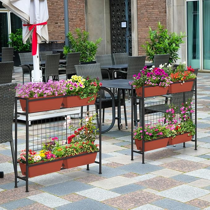 Raised Garden Beds with Legs Elevated Planter Box Outdoor for Vegetables Flowers Herbs Indoor Standing Garden Bed with Drainage Holes for Backyard Patio Gardening Red
