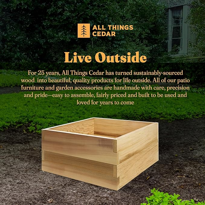 All Things Cedar Raised Garden Box 2' Square 2-Tier Planter Bed Western Red Cedar Build