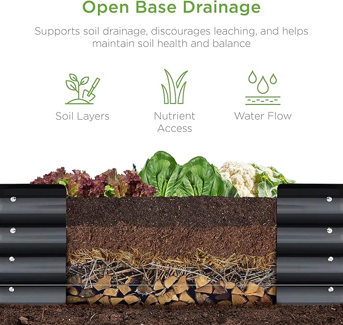 Best Choice Products 8x2x1ft Outdoor Metal Raised Garden Bed Oval Deep Root Planter Box for Vegetables Flowers Herbs and Succulents w/ 108 Gallon Capacity - Charcoal