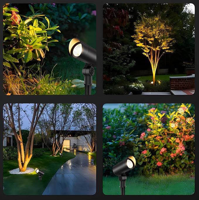 Outdoor Landscape Spotlight 30W Ultra Bright LED Spot Lights Outdoor 120V Waterproof Spot Lighting Warm White Landscape Lights with 5FT Cord with Plug for Flag Pole Tree Yard Garden