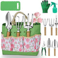Garden Tool Set10 Piece Garden KitHeavy Duty Stainless Steel Gardening Hand Tools with Durable Storage ToteRust-Proof Garden ToolsGardening Gifts for Women Men Pink Floral Pattern Design