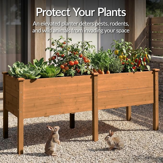 Best Choice Products 72 x 24 x 30 Raised Garden Bed with Extra Deep 16 Depth Elevated Wood Planter Box Stand for Backyard Patio Balcony Natural Fir Wood - Acorn Brown