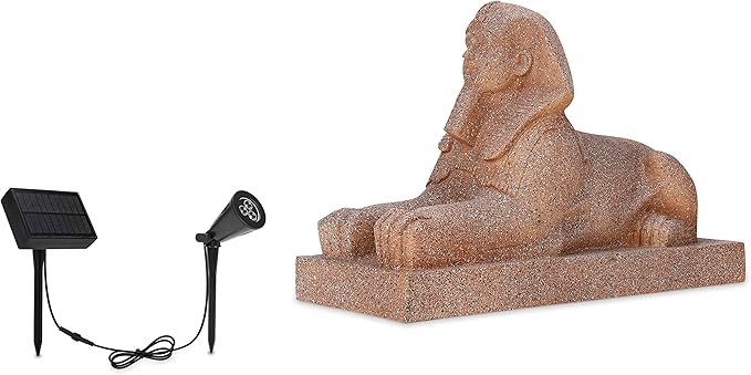 TECHKO Garden Statue Egyptian Sphinx with Included Solar Spotlight
