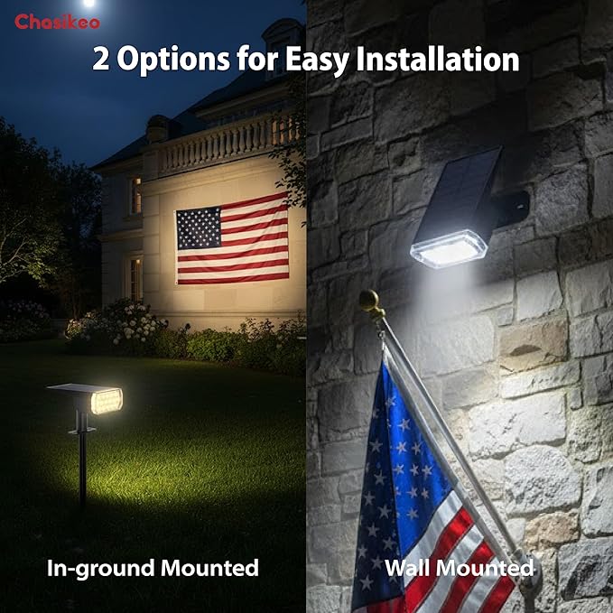 Solar Lights Outdoor Waterproof 3 Lighting Modes Solar Spot Lights Outdoor LED Solar Spotlights Ultra Bright Dusk-to-Dawn Uplights for Garden Landscape Yard Pathway IP65 Auto On/Off