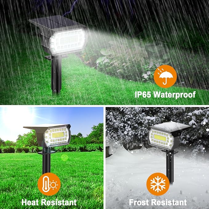 LANSOW Solar Spot Lights Outdoor [8 Pack/76 LED] 2-in-1 Solar Landscape Spotlights 3 Modes IP65 Waterproof Dusk to Dawn Solar Powered Flood Wall Lights for Outside Yard Garden Pathway(Cool White)