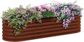 6.5' x 2' x 1.4' Galvanized Raised Garden Bed Kit Outdoor Metal Elevated Planter Box with Safety Edging Easy DIY Stock Tank for Growing Flowers Herbs Vegetables Brown