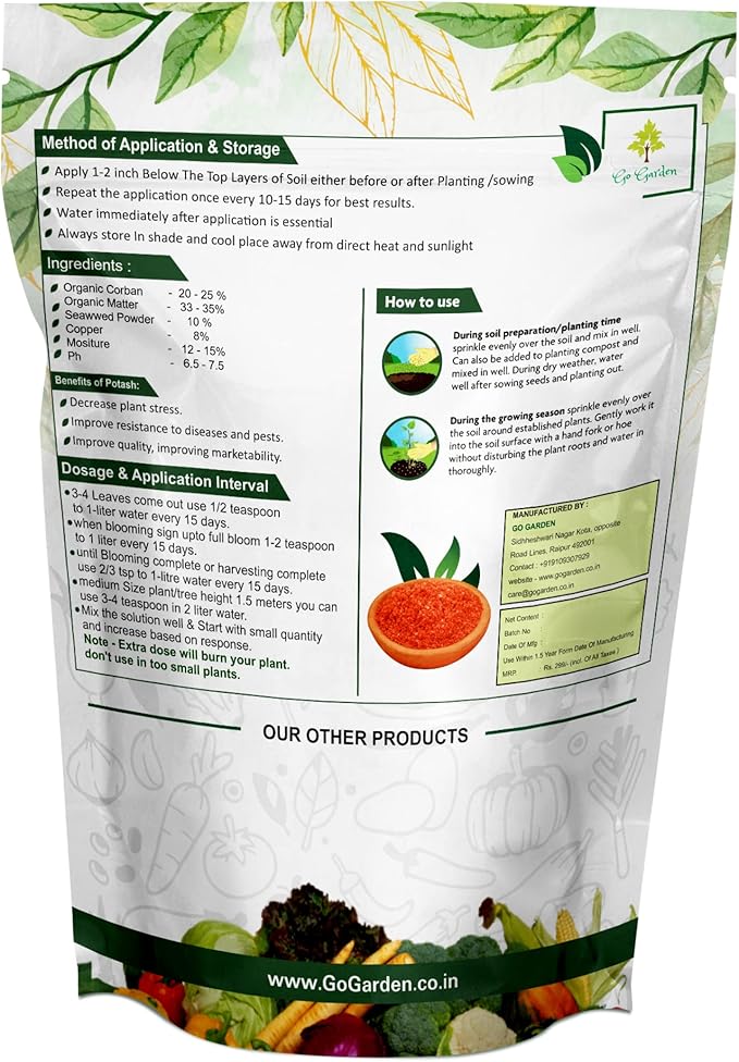 Go Garden Potash Organic Fertilizer for Plants | All Purpose for Plant Health Flower Fruit Plant Growth- 5 Kg Powder