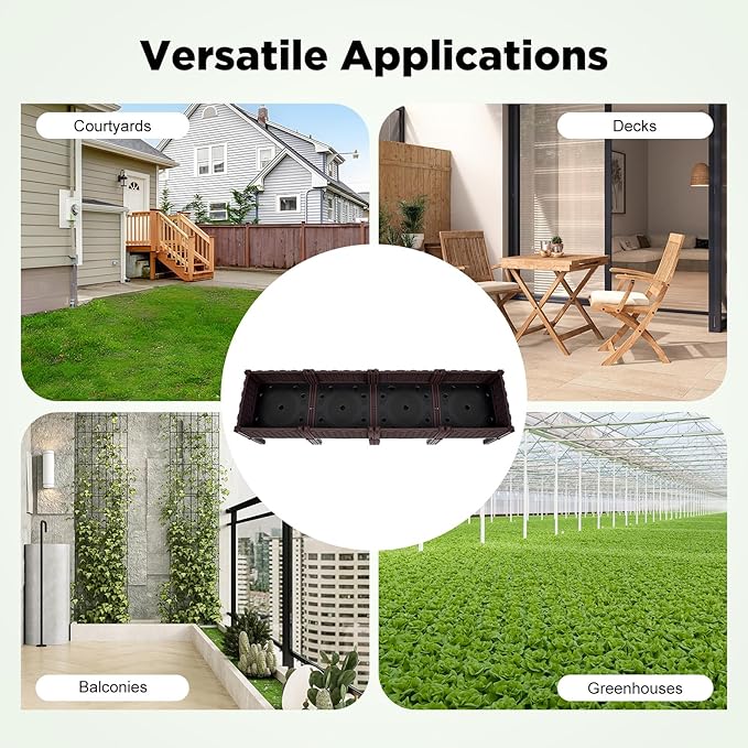 PP Raised Garden Bed with Legs 4 Large Capacity Elevated Planter Box 15.35 * 15.35 * 14.96in Splice Outdoor Garden Planter for Small Patios Decks Balconies and Apartments