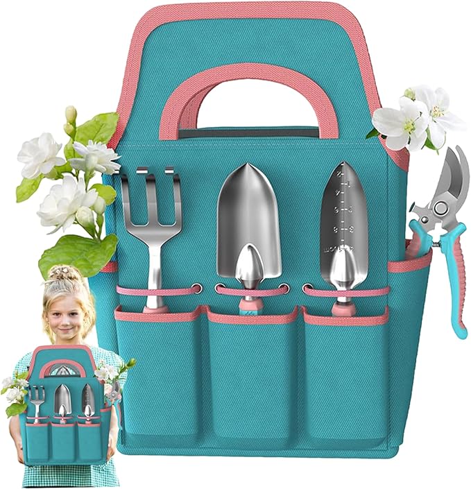 Gardening Tools 6-Piece Gardening Tool Set Heavy Duty Steel Hand Tools with Storage Bag &amp Non-Slip Rubber Gloves Garden for Women - Tool Set