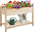 Topeakmart Raised Garden Bed Elevated 2 Tiers Wood Planting Bed Above Ground Planter Box for Vegetables Flowers Herbs Outdoor 47x23x32in