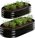 Raised Garden Bed Outdoor 2 Sets Oval Large Coating Metal Planter Box 1 Pack