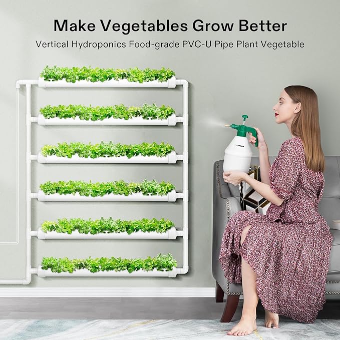 VIVOSUN Hydroponic Grow Kit 54 Plant Sites Hydroponics Planting System and Plant Food Nutrients Base A(4-0-1) &amp B(1-4-2) Bundle All Purpose Liquid Fertilizer Hydroponic Plant Food