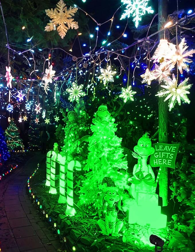 Green LED Spot Lights Outdoor 14 LED Landscape Lighting with US Plug IP65 Waterproof Spotlights for Tree Yard Garden Pathway Flag St. Patrick's Day Halloween Christmas Decor 2 Pack