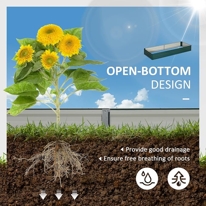 Galvanized Raised Garden Bed 8' x 3'Metal Planter Box for Vegetables Flowers and Herbs Green