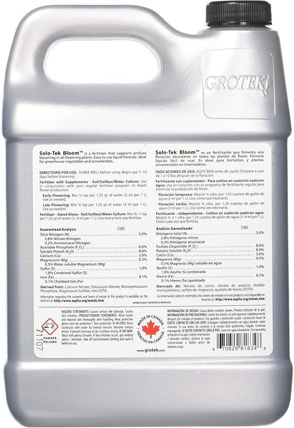 Grotek GT10104364 Solo Tek Bloom Plant Nutrient 1L