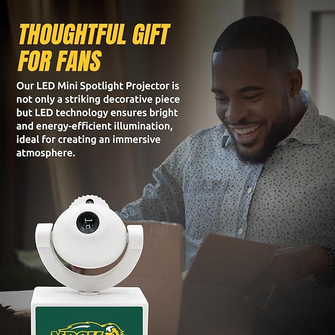 Sporticulture NCAA American Football NDSU - Adjustable Led Mini Spotlight Projector with 6 Team Logo Designs - Portable &amp Rechargeable Spotlight - Battery-Operated - 4.375” x 3.125”