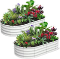 Raised Garden Bed Set of 2 6x3x1ft Galvanized Raised Garden Bed Outdoor Large Planter Raised Beds Open Base with Safety Edge and Glove for Vegetables Flowers Ground PlanterWhite