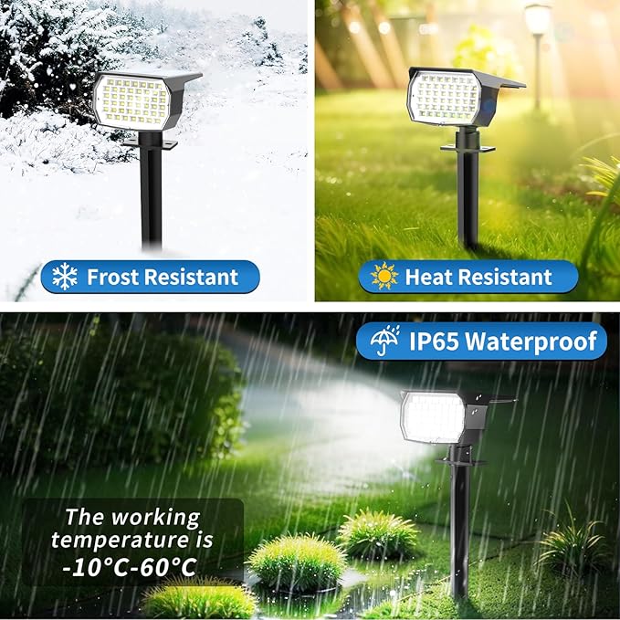 Solar Spot Lights Outdoor 6 Pack [46 LED/3 Modes] Solar Landscape Spotlights Waterproof 2-in-1 Auto On/Off Solar Powered Lights for Outside Yard Garden Wall Pathway(Cool White)