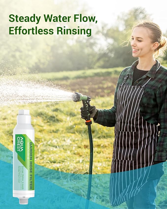 AQUA CREST Garden Hose Water Filter for Plants Greatly Reduces Chlorine Odor Improve Plants Health Ideal for Organic Gardening Farming and Pets Pack of 4