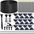 80FT Drip Irrigation Kit 8mm Hose with 20 Brass 360° Adjustable Nozzles Quick Connectors Automatic Garden Watering System– Complete Garden Irrigation System for Lawn Greenhouse Patio Yard