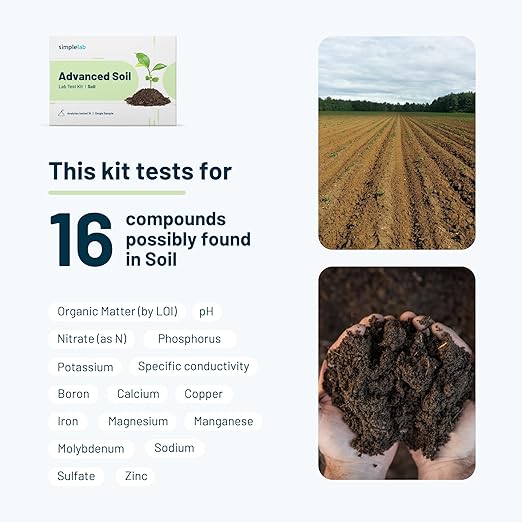 Advanced Soil Test Kit by SimpleLab | Soil Quality Tester for 16 macronutrients and micronutrients parameters Like pH Boron Iron and Phosphorus | Soil Testing Kit for Soil Health