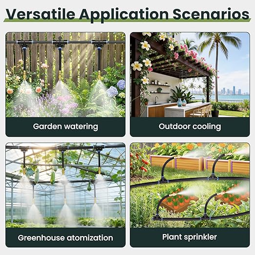 100FT Smart Drip Irrigation System with Water Timer – Automatic Garden Watering System with 360° Bendable Hose &amp 24 Adjustable Nozzles for Garden Yard LawnCompatible with 3/4 &amp 1/2 Hose