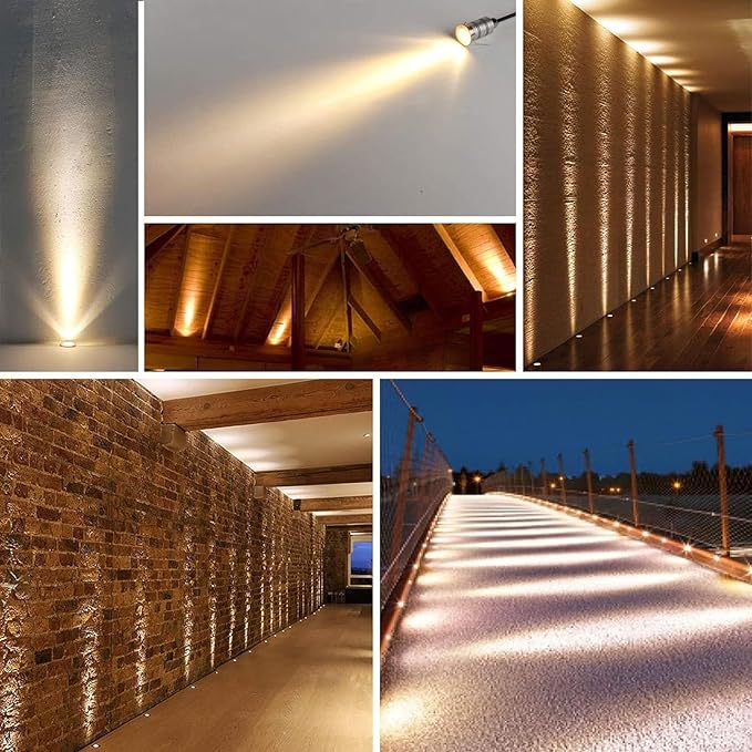 Mini 15° Narrow Beam Angle Spotlight 1W LED Underground Well Light IP67 Waterproof Outdoor LED Landscape Lights 12V-24V DC Ground Led Spot Lights for Garden Garage Illuminate(4pcs Cool White 6000