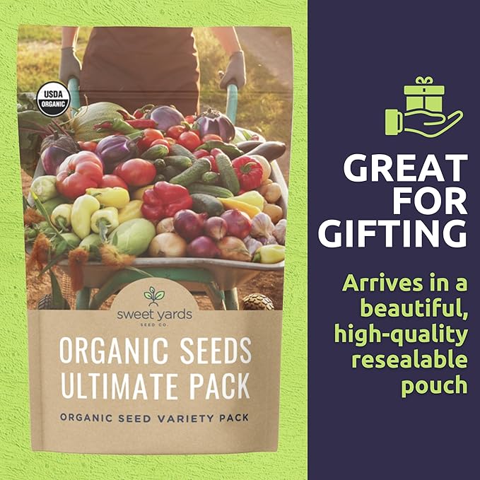 Organic Seeds Ultimate Variety Pack - 60 Individual Packs - 2026 Season - Genovese Basil Nantes Carrot Roquette Arugula and More! for Indoor &amp Outdoor Planting (Non-GMO Certified Organic)