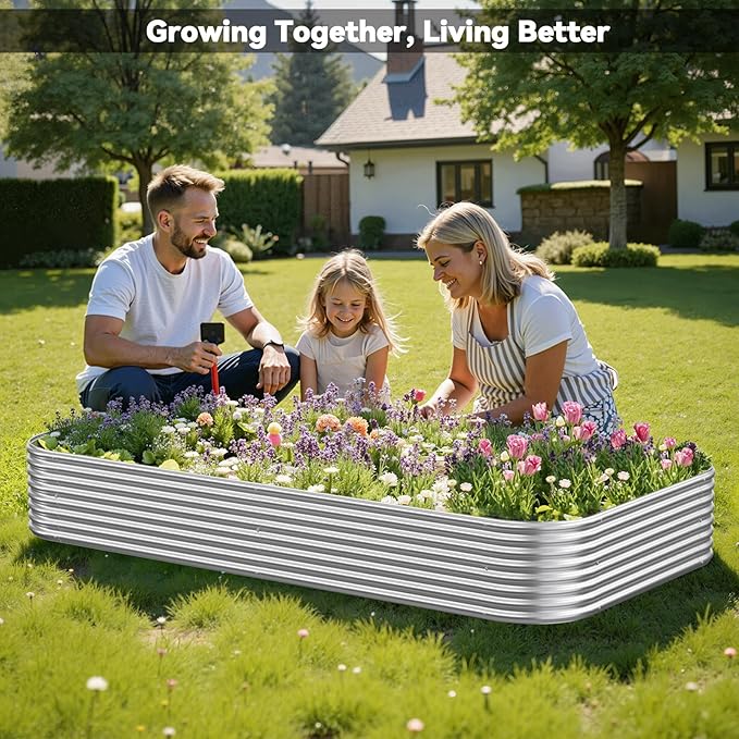 3 Pack 6x3FT Corrugated Galvanized Steel Raised Garden Bed Outdoor Metal Above Ground Garden Bed for Vegetables and Flowers Raised Beds for Gardening