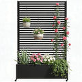 Metal Planter Box with Trellis Privacy Screen Raised Garden Bed with Trellis &amp Wheels Privacy Planters for Patio Planter Box with Drainage Holes for Climbing Plants 73x 47x 16 Black