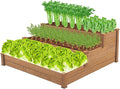 3 Tier Wooden Raised Garden BedTiered Outdoor Elevated Flower BoxHorticulture Open-Bottom Planter Raised Garden BedVegetables Growing Planter for Backyard Patio Gardener Brown