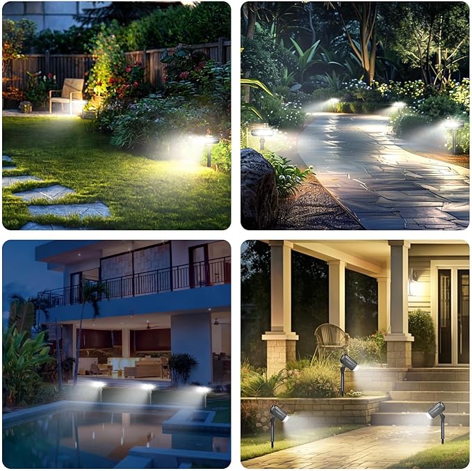 Solar Spot Lights Outdoor 3 Modes Motion Sensor Landscape Lights Waterproof IP67 LED Motion Security Solar Spotlights for Outside Yard Pathway Driveway Walkway 2 Pack