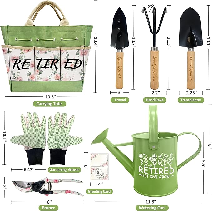 Retirement Gift for Woman Garden Kit Christmas Retirement Gifts Floral Gardening Tool and Durable Garden Tool Organizer Bag Gardening Set for Grandma/Coworker Retired Plant Lover Birthday Present